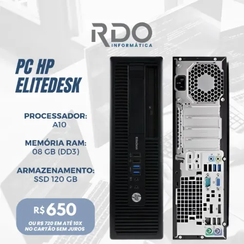 PC HP EliteDesk A10 8GB RAM SSD 120GB - Computador barato ideal para trabalho