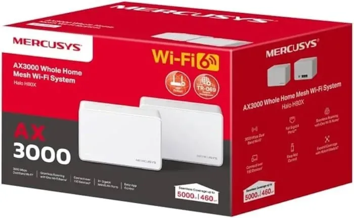 Sistema Mesh Wi-Fi 6 Mercusys Halo H80X (AX3000).
