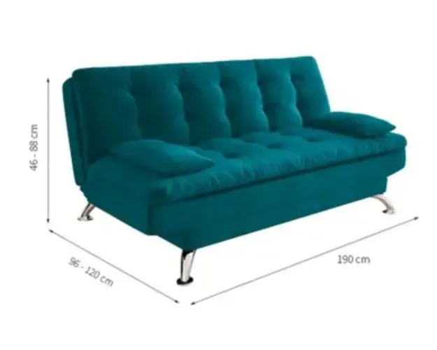 Vendo sofá-cama casal 3 lugares Premium Azul turquesa em ótimo estado
