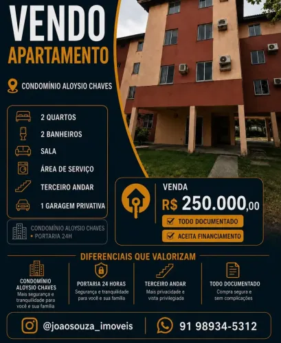 VENDO APARTAMENTO 2 QUARTOS GARAGEM CONDOMÍNIO ALOYSIO CHAVES BAIRRO DO JURUNAS - FINANCIA