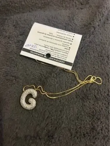 Colar Letra G Cravejado - Dourado - Novo com Etiqueta