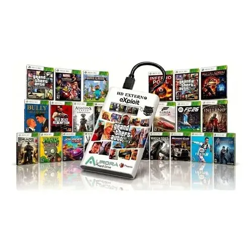 HD Externo 500GB Xbox 360 Desbloqueado + 100 Jogos Pronto Pra Usar