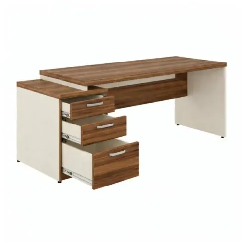 Mesa Para Escritório Com Gaveteiro E Fechadura Tampo Reforçado Amadeirado - 34405