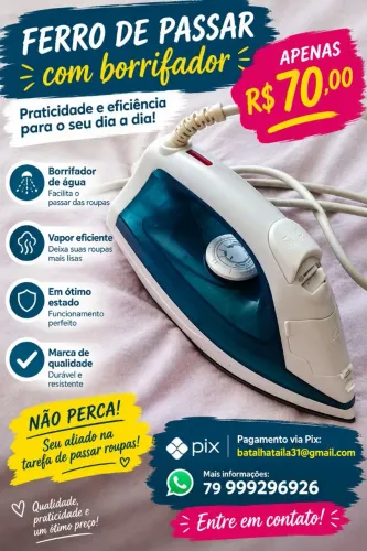 PROMOÇÃO Ferro de passar roupa com vaporizador PROMOÇÃO