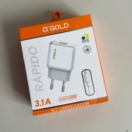     Carregador ?GOLD 3.1A para iPhone com Cabo Lightning - Carga Rápida
