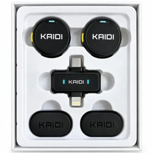 Microfone Lapela Duplo S/ Fio Tipo C e IOS Kaidi P1-AC Magnético Sem Ruído 2 em 1 O melhor