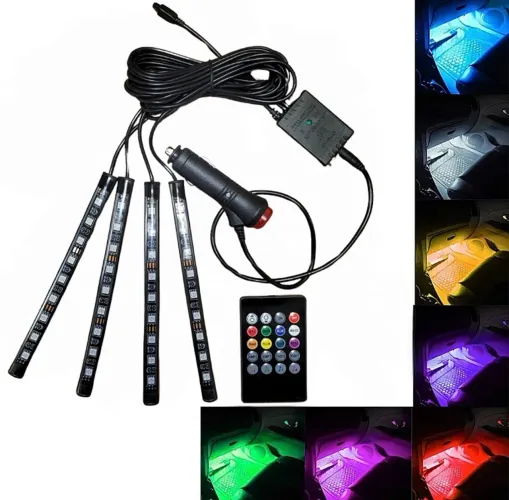 Kit LED RGB Automotivo 4 Barras com Controle 12V - Novo