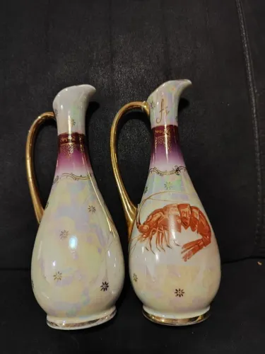 Antigo par de Galheteiro de Porcelana São Caetano 20cm de altura