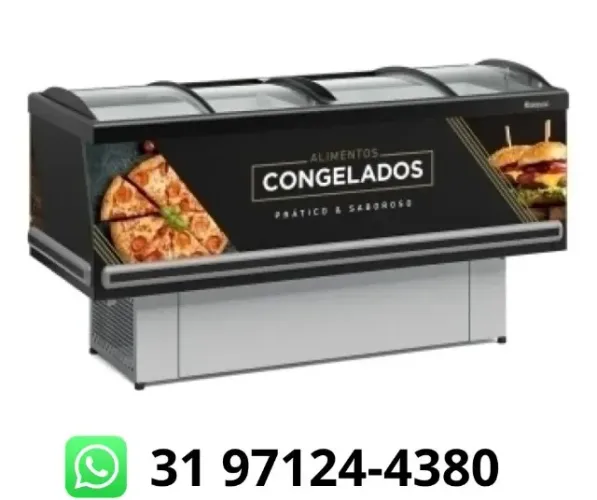 Ilha de Congelados 2M Vidro Curvo Gelopar Nova