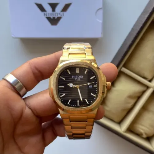 Relógio Masculino Dourado Nibosi - Aço Inoxidável.