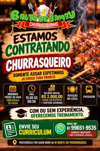 VAGA DE CHURRASQUEIRO (assar espetinhos)