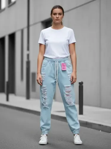 Calça jeans destroyed jogger nova n.46
