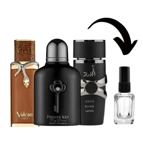 kit 3 decantes 10 ml cada private key + vulcan sable + asad elixir