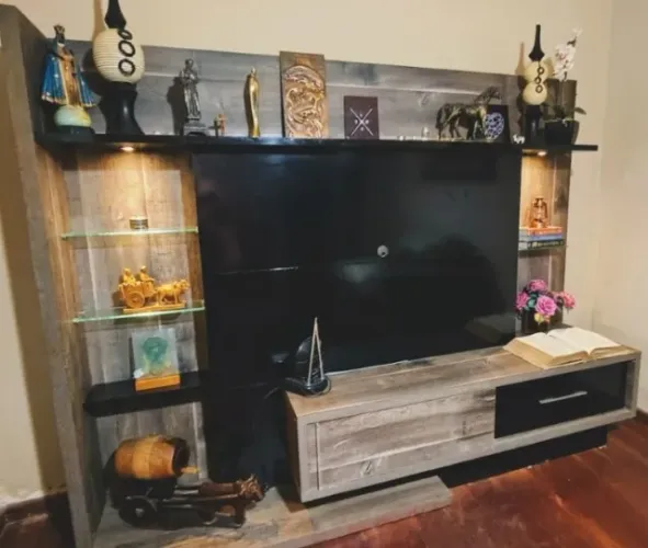 Rack com Luminária e Painel para TV 