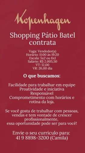 Contrata - se vendedor(a)