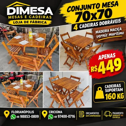 Mesas e cadeiras direto da fábrica. Pague na entrega * faça seu orçamento