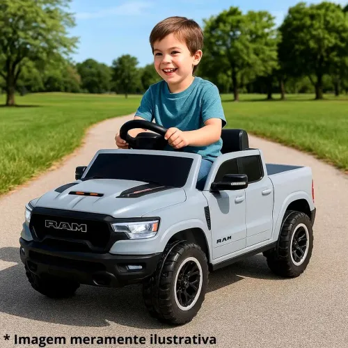 Carro Infantil Elétrico 12V Cinza Dodge RAM BEL