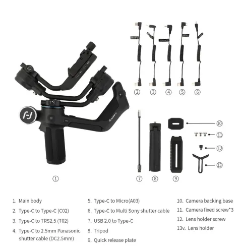 Gimbal Estabilizador FeiyuTech Scorp-c 3 Eixos P/ Câmeras Até 2.5kg