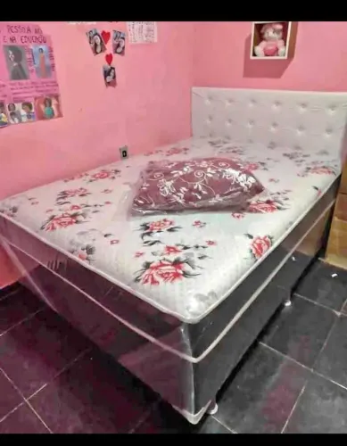 Cama Box Casal Espuma com Cabeceira