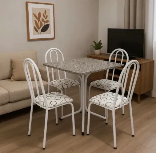 Linda mesa 4 cadeiras em metal ! Nova