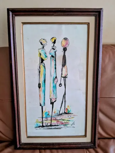Quadro aquarela motivos africanos de Azymir