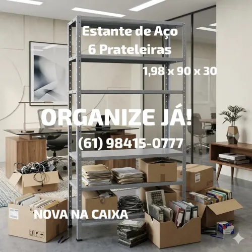 Estante de Aço 6 Prateleiras Reforçadas (Grande) Nova na Caixa