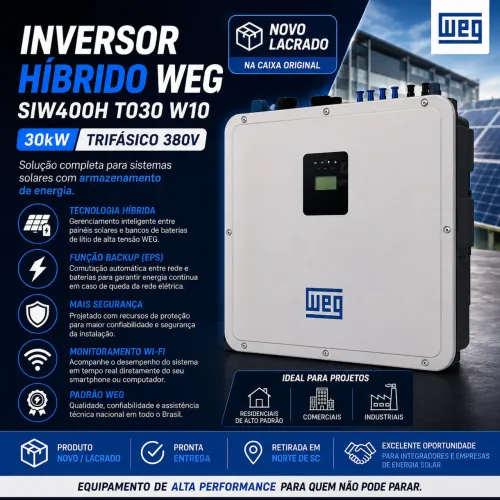 Inversor Híbrido WEG SIW400H T030 W10 30kW Trifásico 380V - Novo/Lacrado