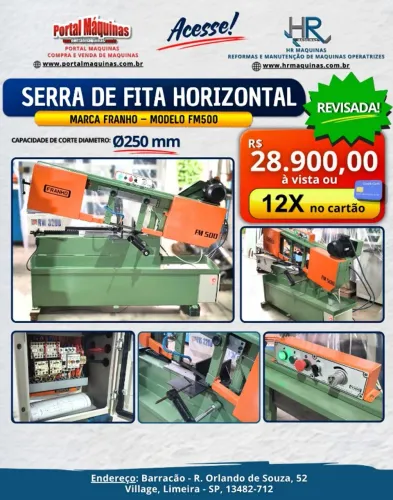 Serra de fita horizontal marca FRANHO modelo FM500
