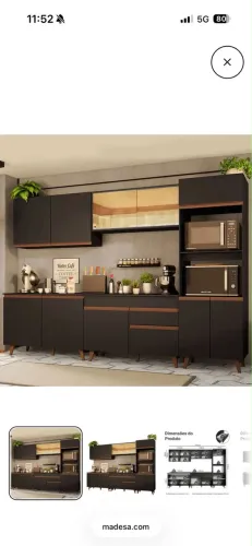 Armário de Cozinha Completa 310cm Preto Reims