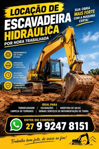 Aluguel de escavadeira hidráulica