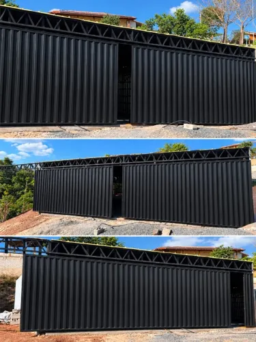 Par de Portões Industriais Reforçados 6x3,10m - Preto Fosco