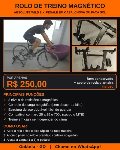 Suporte Treino Bicicleta em Casa Rolo Magnético Absolute Ciclismo bike