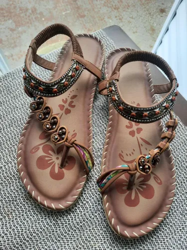 Sandália Rasteira Étnica Boho Nova (Tam 38)
