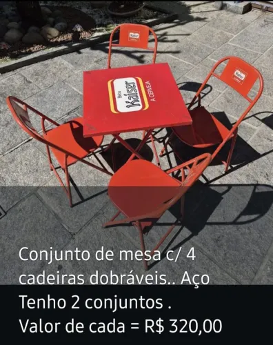 RETIRADA EM JACAREPAGUÁ - RJ ,, Conjunto de Mesa c/ 4 Cadeiras Dobráveis,, Aço.. 