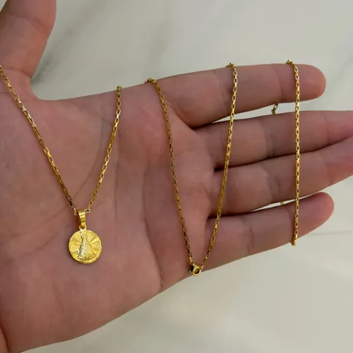 Corrente pingente e pulseira banhado a ouro!
