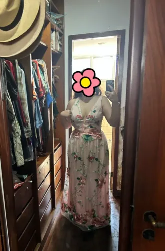 Vestido de Festa Rosa Claro de Tule com Bordados