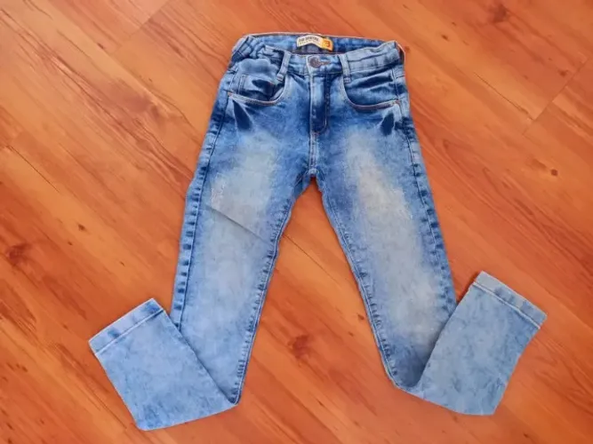 Calça jeans infantil com elastano, ajustável na cintura - tamanho 12