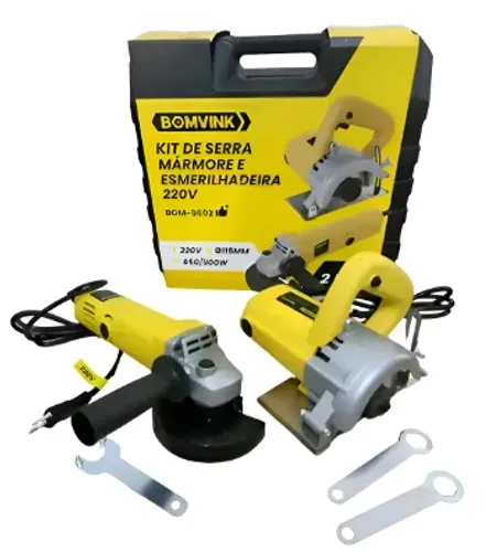 Kit Serra Marmore + Esmerilhadeira Angular Bomvink Bom-9602 220v