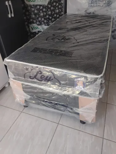 Cama Box Solteiro Poli América Black - Ley Colchões