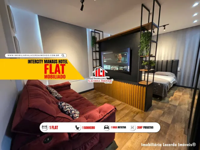 Flat no Intercity Manaus Hotel mobiliado com cozinha completo e maquina de lavar/secar rou