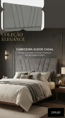 Cabeceira casal cinza Suede 1* linha Nova ( embalagem)