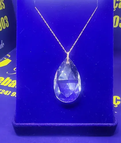 Pingente Zircônia Ouro 18 Kilates Peso 9.31 Gramas 40 mm x 23.1 mm