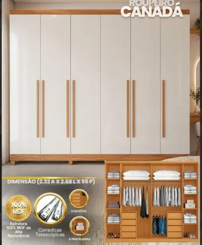 Guarda Roupa Casal 100% MDF 6 portas
