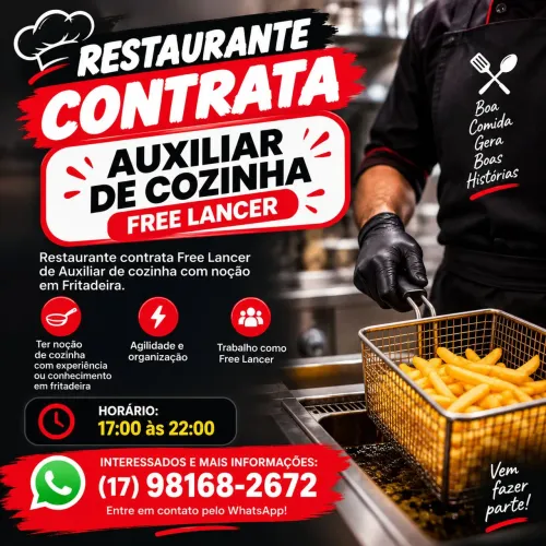 Free Lancer Auxiliar de Cozinha