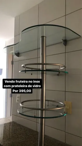 Fruteira Inox com prateleira de vidro