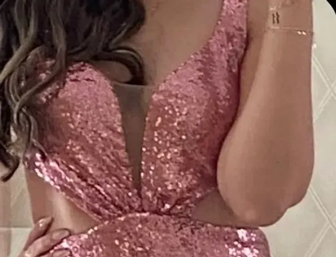Vestido longo rose brilhoso