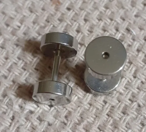 Par brincos falso alargador aço inox