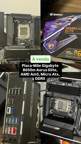 Placa-Mãe Gigabyte B650m Aorus Elite, AMD Am5, Micro Atx, Ddr5