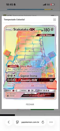 Carta pokémon Stakataka-GX (176/168)