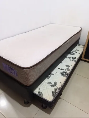 Cama box solteiro com bicama + colchão